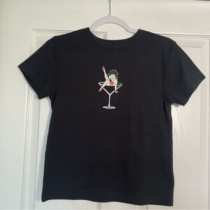 Betty Boop Black Tee with Martini Graphic